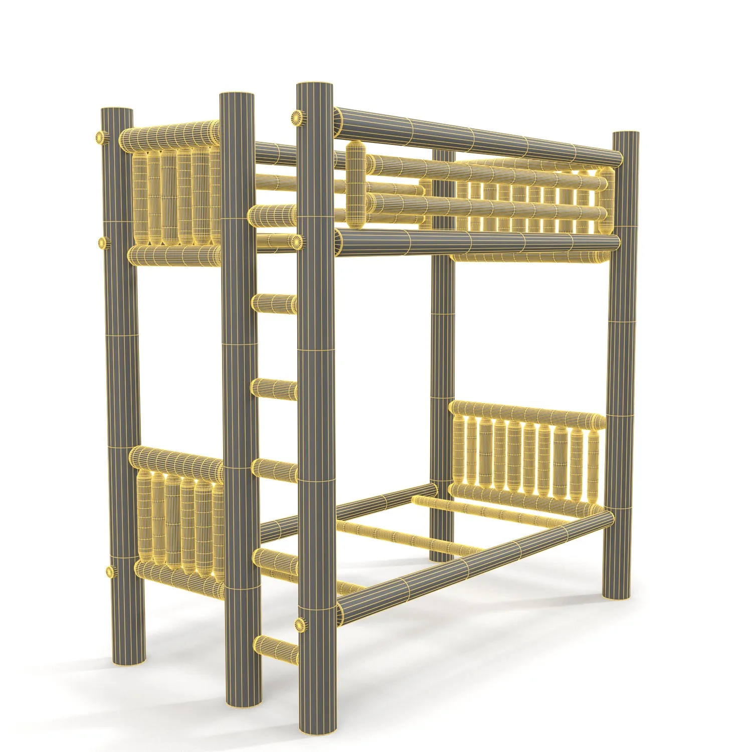 Twin Over Twin Bunk Bed PBR 3D Model_07